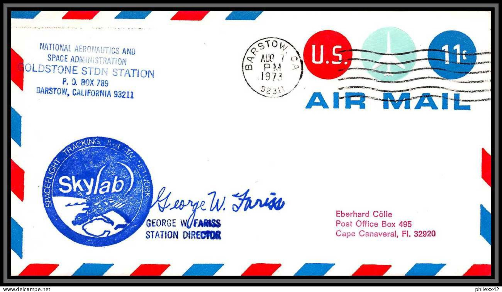 2241 Espace (space Raumfahrt) Entier Postal (Stamped Stationery) USA Signé Signed Autograph Skylab 3 Sl-3 7/8/1973 - United States