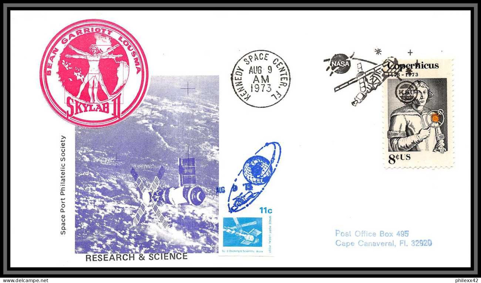 2242 Espace Space Lettre (cover Briefe) USA Skylab 3 Sl-3 Research An Science 9/8/1973 Copernicus Copernic Copernico - Estados Unidos