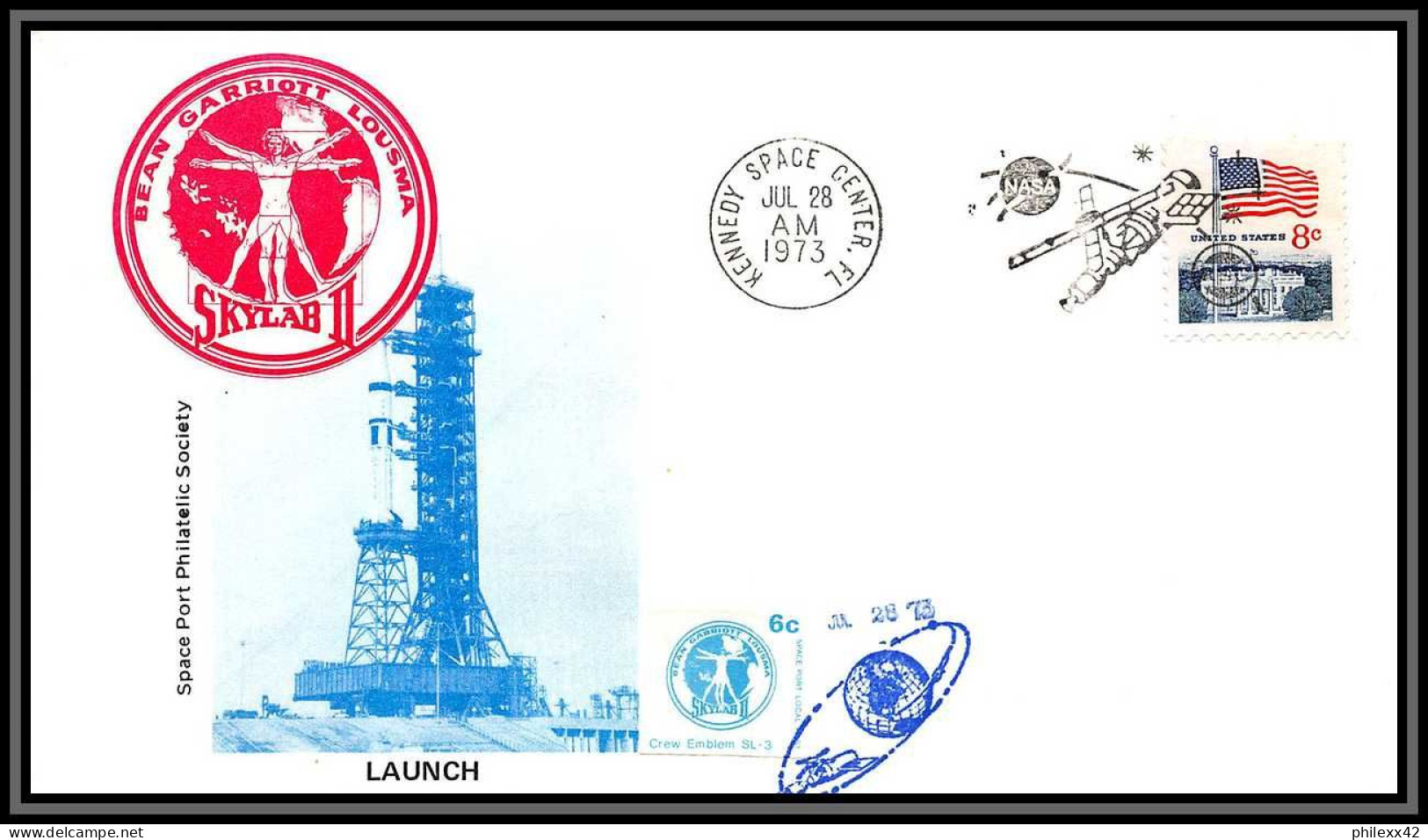 2234 Espace (space Raumfahrt) Lettre (cover Briefe) USA Skylab 3 Sl-3 Launch 28/7/1973 - Stati Uniti