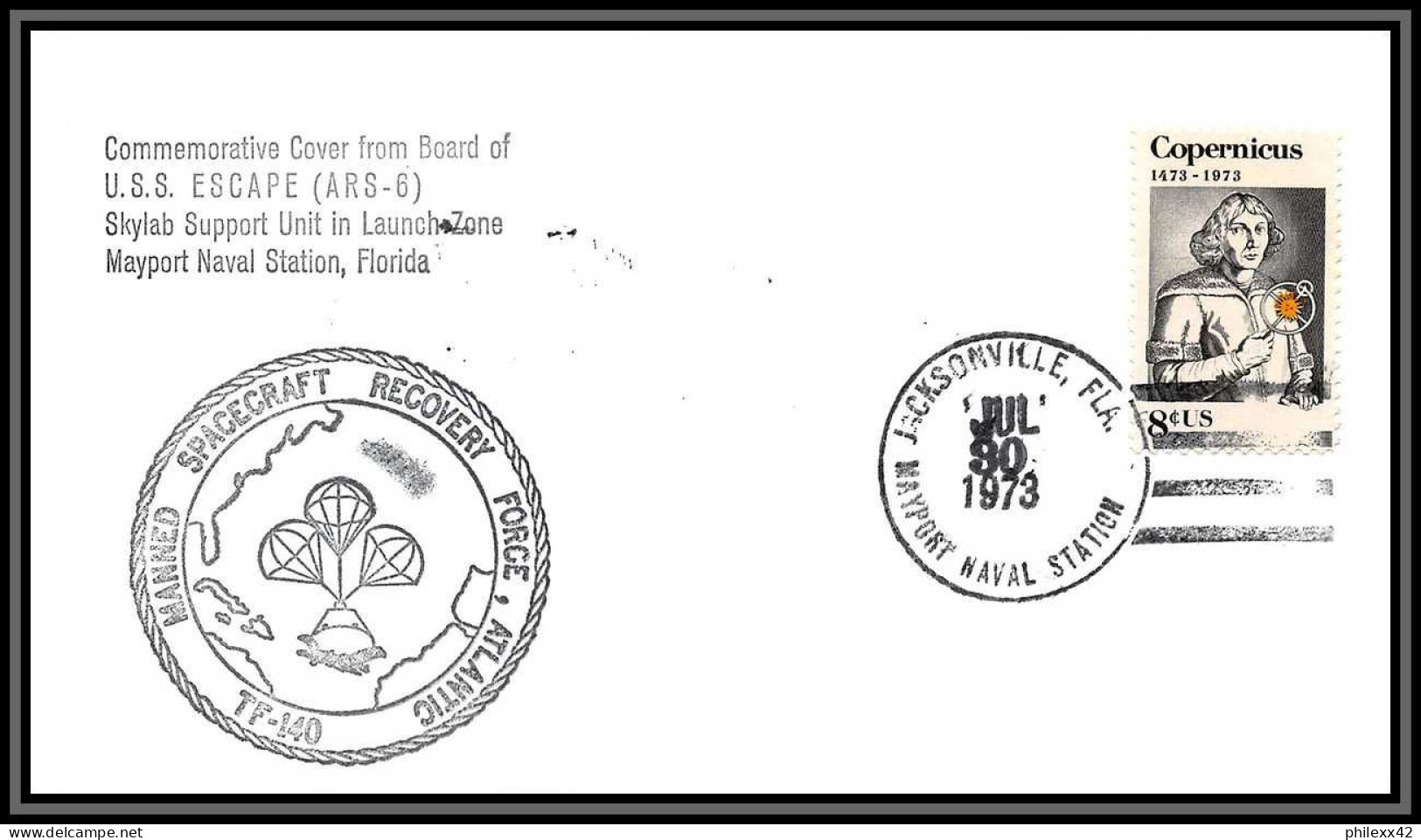 2238 Espace Space Raumfahrt Lettre Cover Briefe USA Skylab 3 Sl-3 30/7/1973 Jacksonville Copernicus Copernic Copernico - Estados Unidos