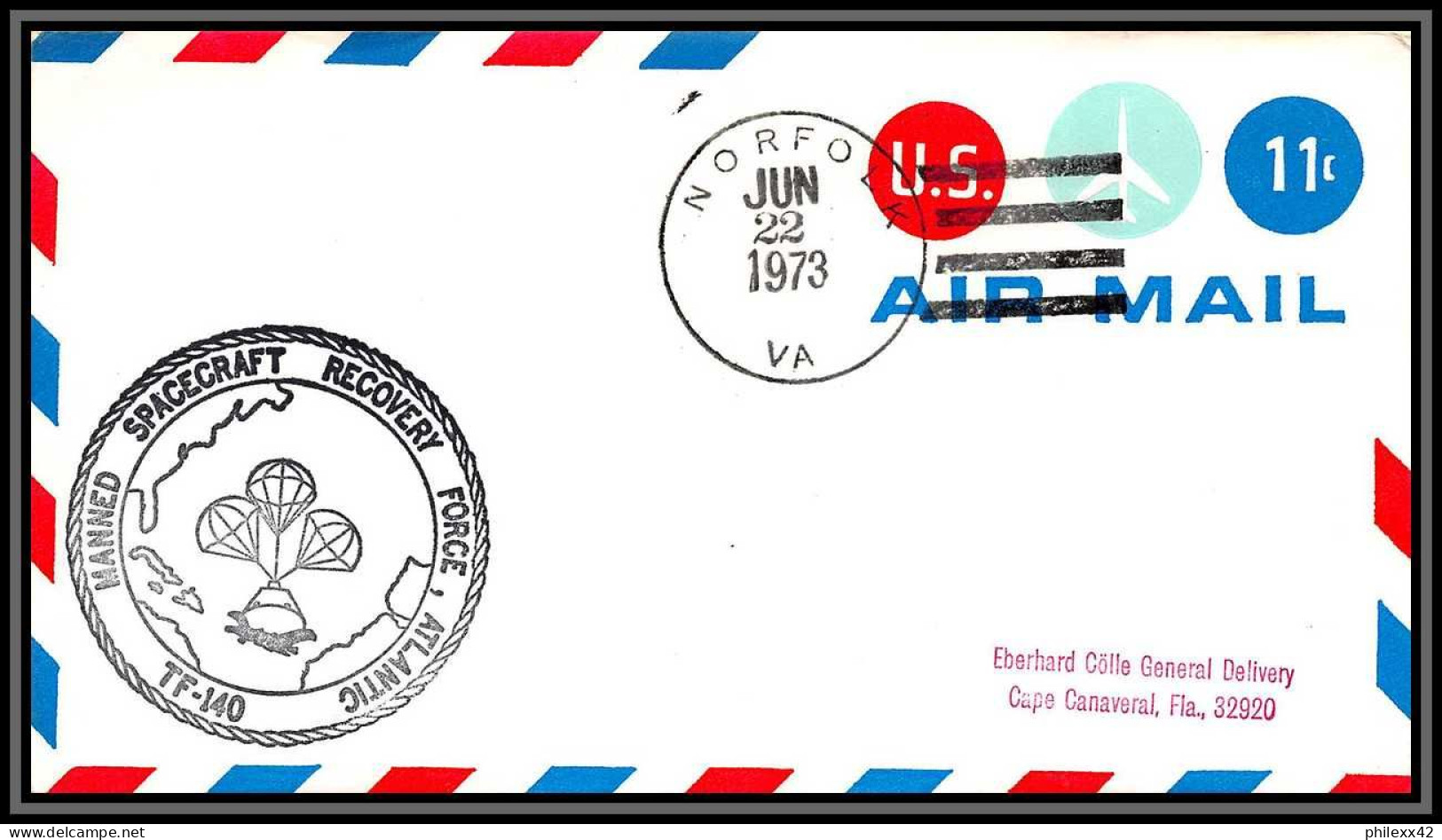2232 Espace (space Raumfahrt) Entier Postal (Stamped Stationery) USA Skylab 2 Norfolk Tf-140 Atlantic 22/6/1973 - Estados Unidos
