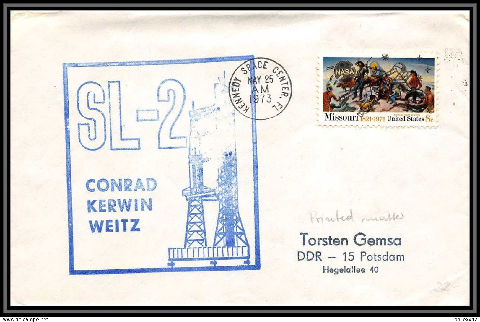 2229 Espace (space Raumfahrt) Lettre (cover Briefe) USA Skylab 2 Kennedy 25/5/1973 - Estados Unidos