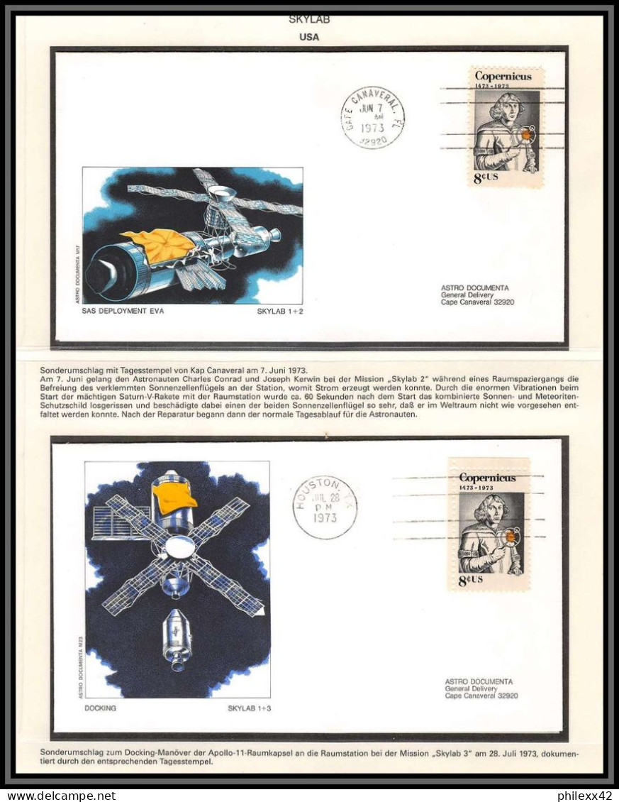 2207X Lot De 2 Lettre (cover Briefe) Usa Skylab 3 Sas / Docking Astro Documenta 1973 Copernicus Copernic Copernico - Stati Uniti