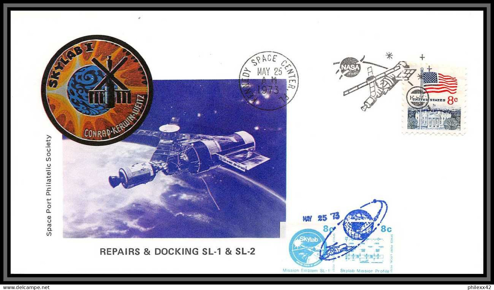 2220 Espace (space Raumfahrt) Lettre (cover Briefe) USA Skylab 2 SL-2 Repairs And Docking 25/5/1973 - United States