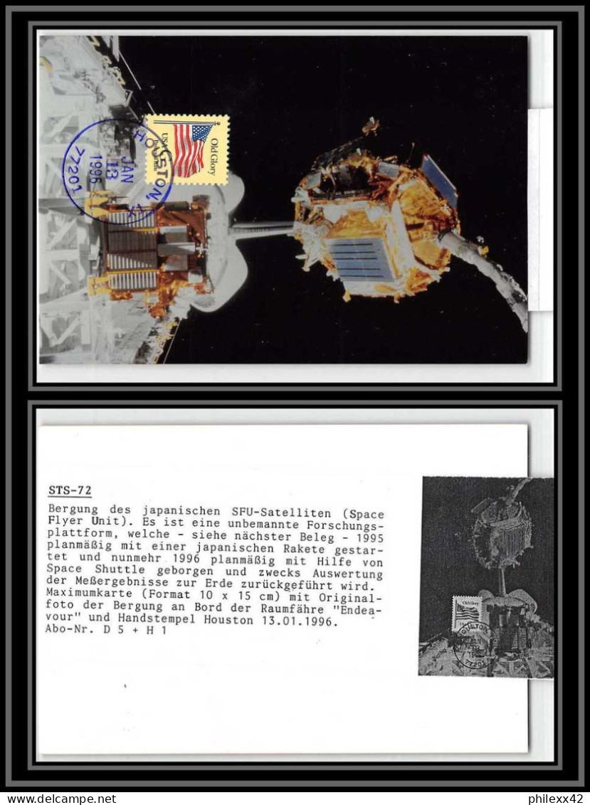 2160 Espace (space Raumfahrt) Photo Space Flyer Unit USA Sts-72 Endeavour Navette Shuttle 13/1/1996 - Stati Uniti