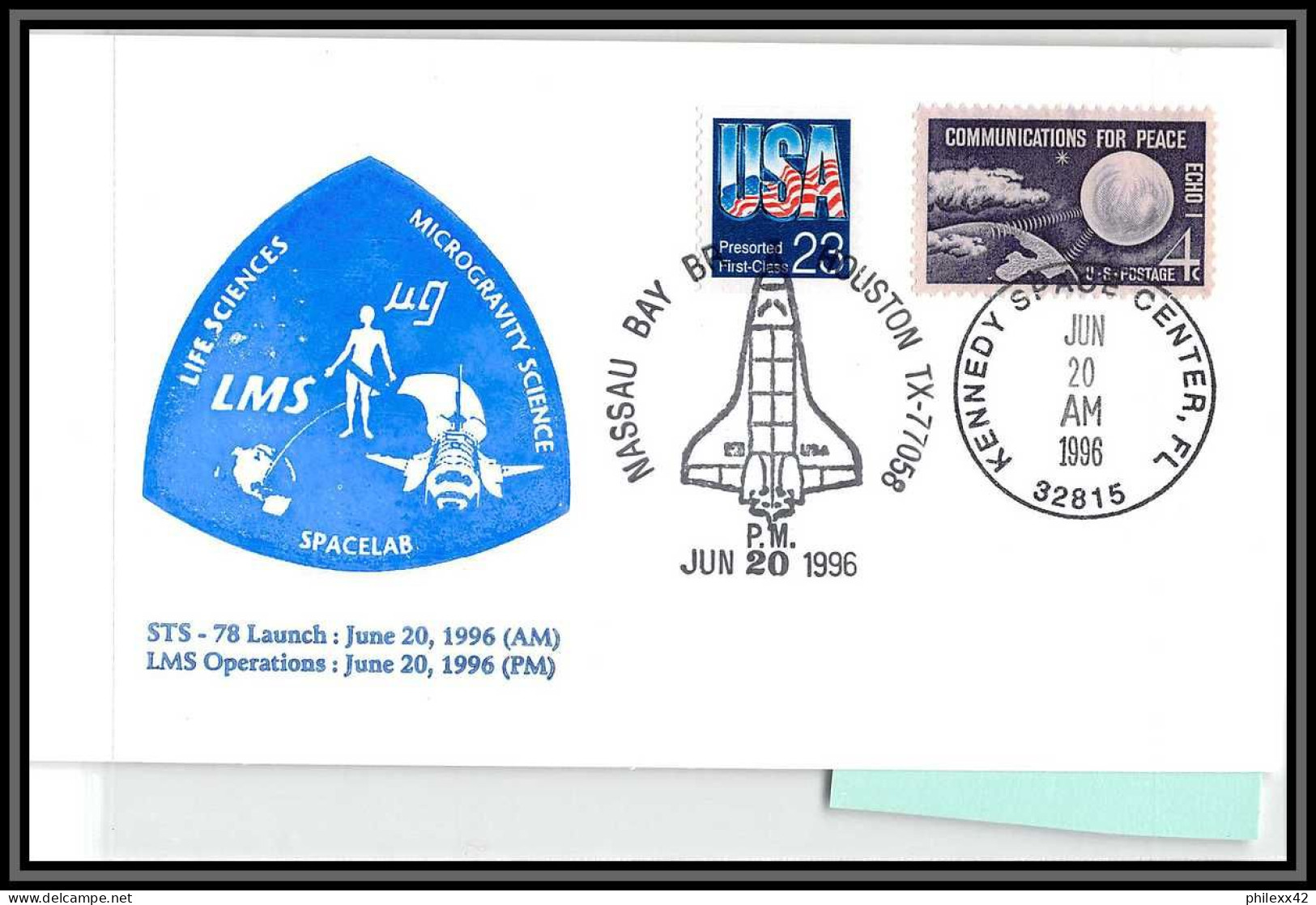 2175 Espace (space Raumfahrt) Lettre (cover) USA Sts- 77 Endeavour Navette Shuttle 20/6/1996 + Stickers (autocollant) - United States