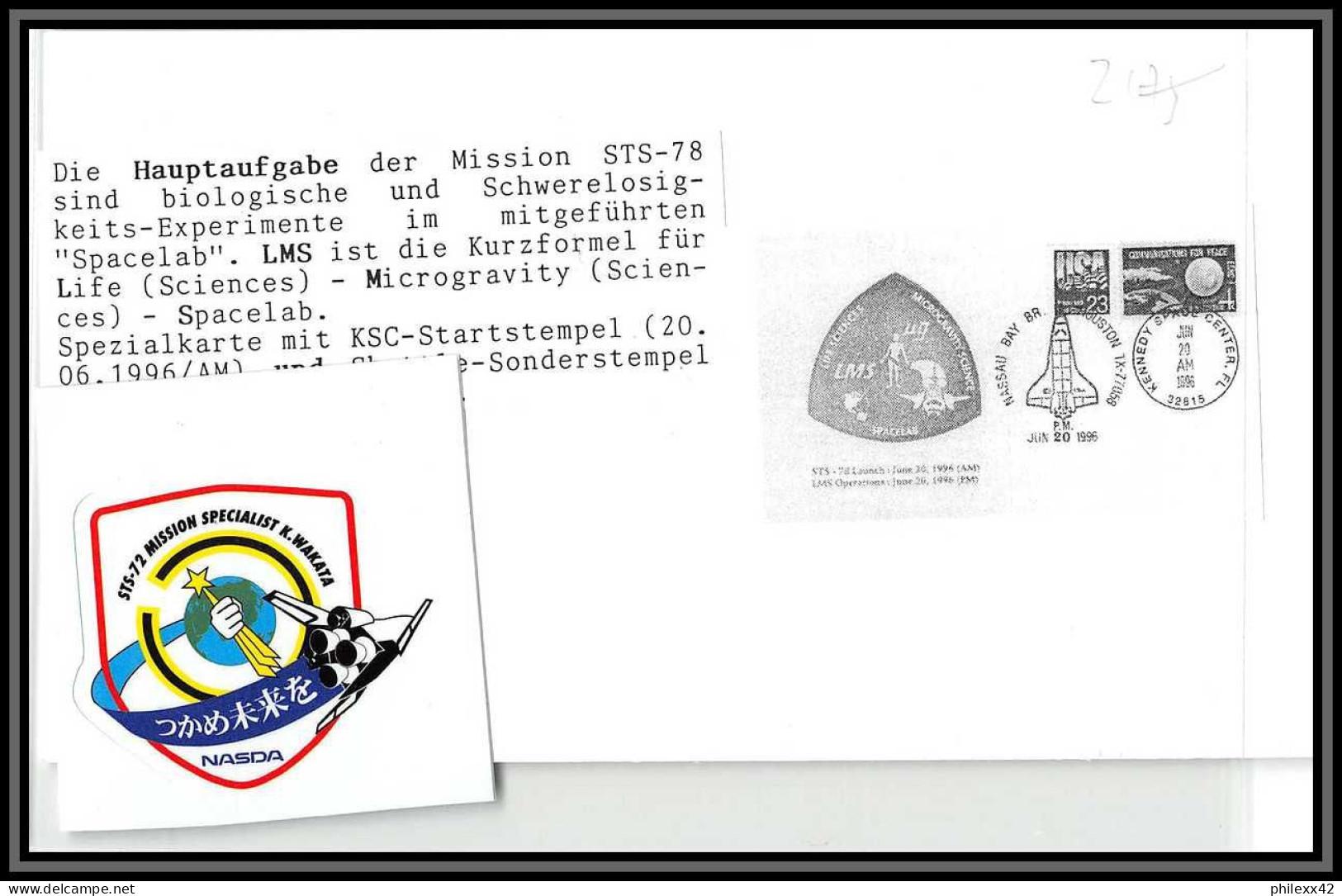 2175 Espace (space Raumfahrt) Lettre (cover) USA Sts- 77 Endeavour Navette Shuttle 20/6/1996 + Stickers (autocollant) - Etats-Unis