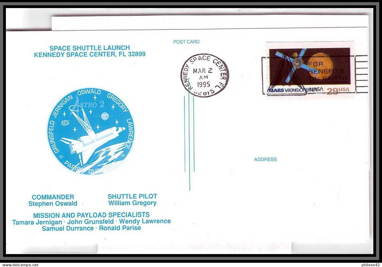2122 Espace (space Raumfahrt) Lettre (cover Briefe) USA Sts-67 Start (Endeavour Navette Shuttle F-8 ) 2/3/1995  - USA