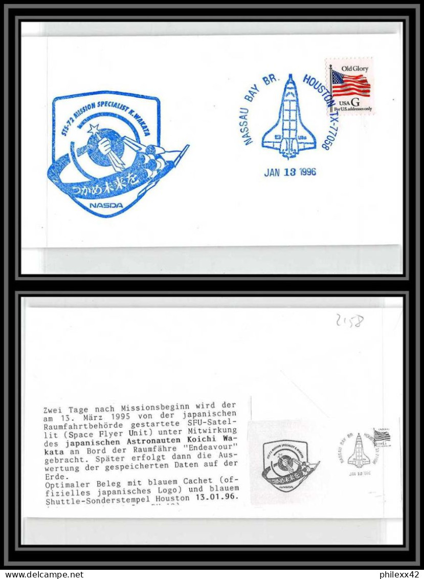 2158 Espace (space Raumfahrt) Lettre (cover) Nasau Bay USA Sts-72 Endeavour Navette Shuttle 13/1/1996 Wakata Japan - Stati Uniti