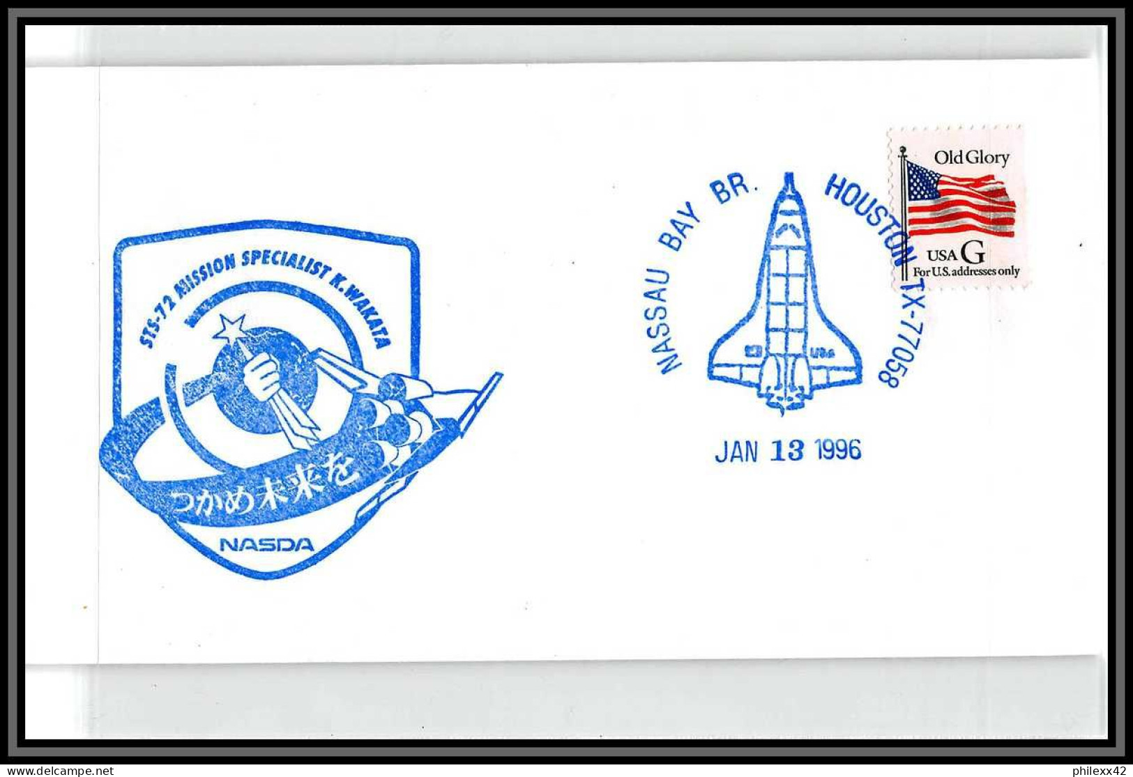 2158 Espace (space Raumfahrt) Lettre (cover) Nasau Bay USA Sts-72 Endeavour Navette Shuttle 13/1/1996 Wakata Japan - Etats-Unis