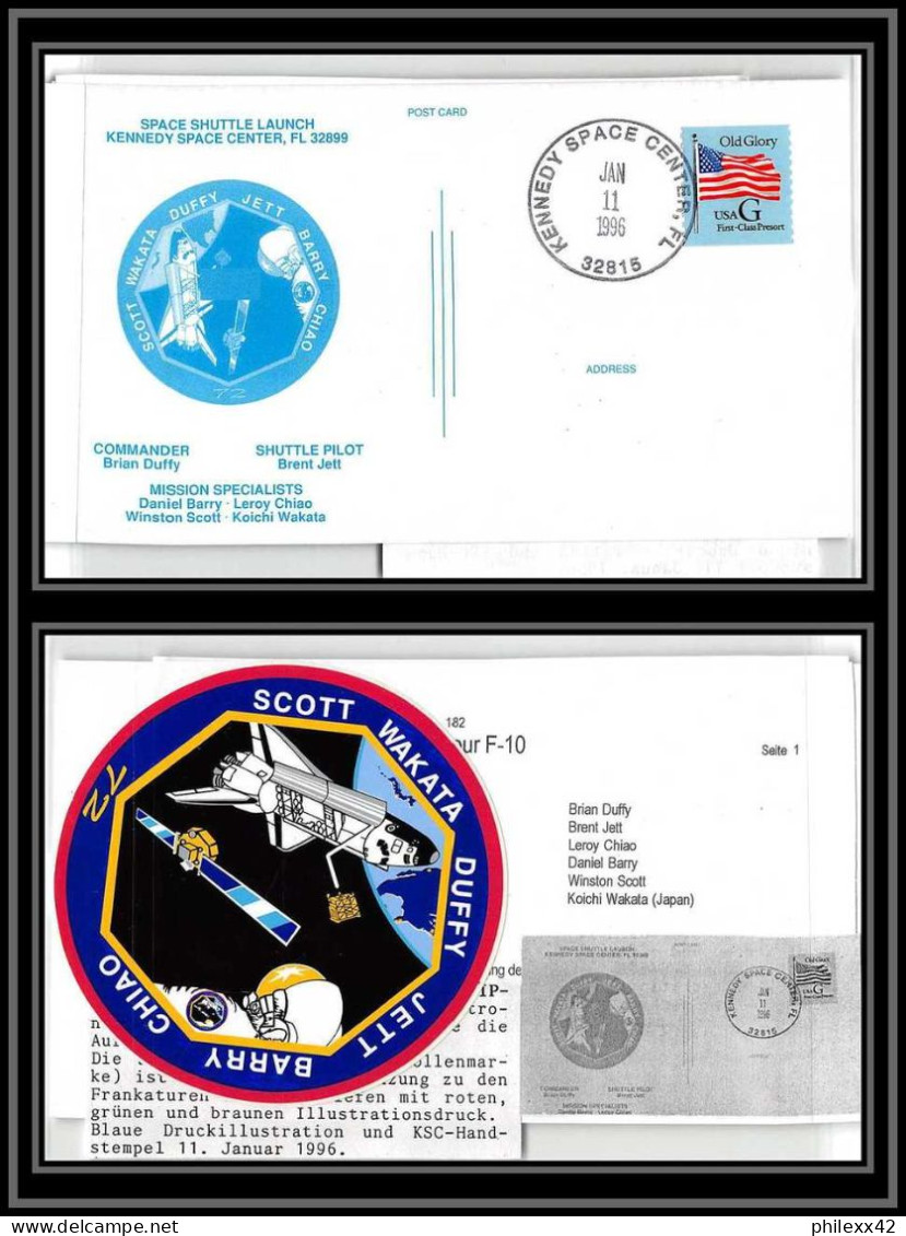 2155 Espace (space Raumfahrt) Lettre (cover) USA Sts-72 Start Endeavour Navette Shuttle 11/1/1996 + Stickers Autocollant - United States