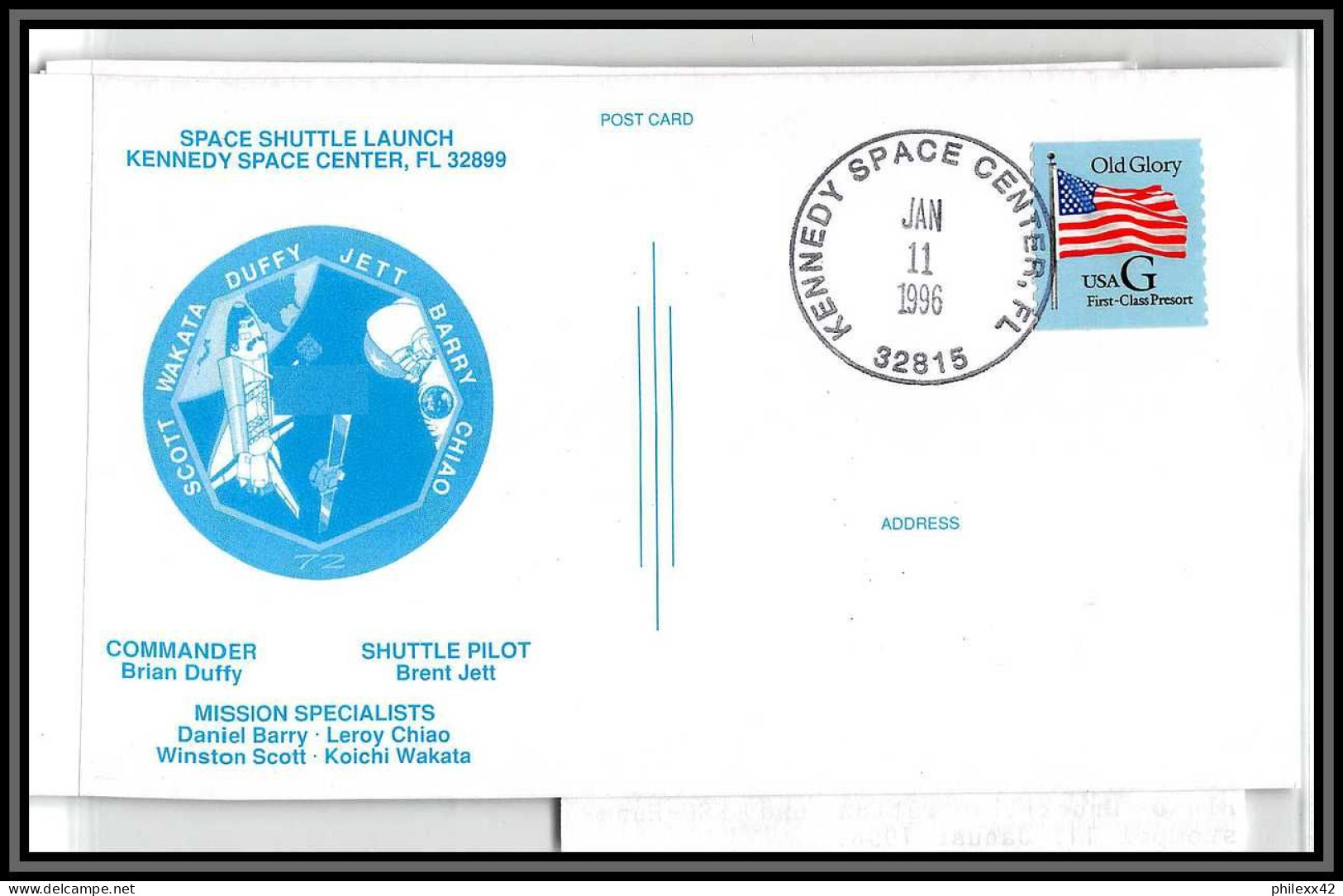 2155 Espace (space Raumfahrt) Lettre (cover) USA Sts-72 Start Endeavour Navette Shuttle 11/1/1996 + Stickers Autocollant - United States