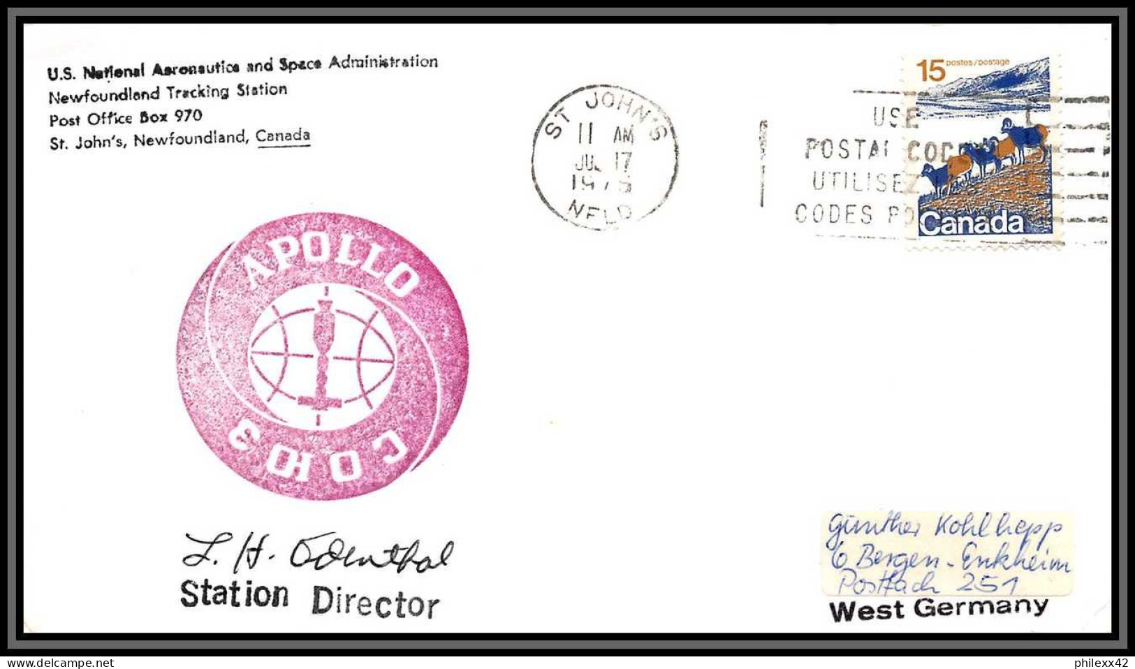 2003 Espace Space Lettre Cover Signé (signed Autograph) Canada Apollo Soyuz (soyouz Sojus) 19 Project Houston 17/7/1975 - Nordamerika