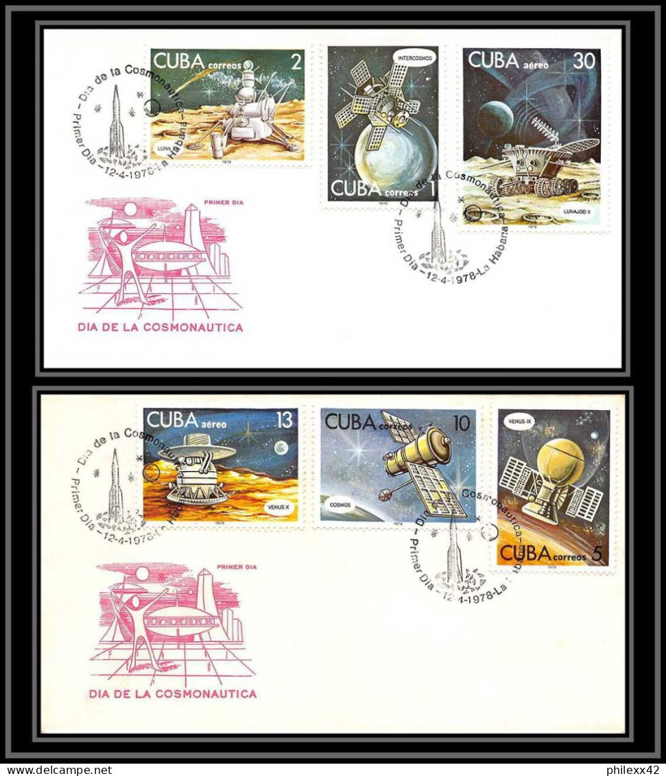 2047 Espace (space Raumfahrt) Lot Lettre (cover Briefe) Cuba + Used Dia Cosmonautica 14/4/1978 Cosmos FDC - Zuid-Amerika