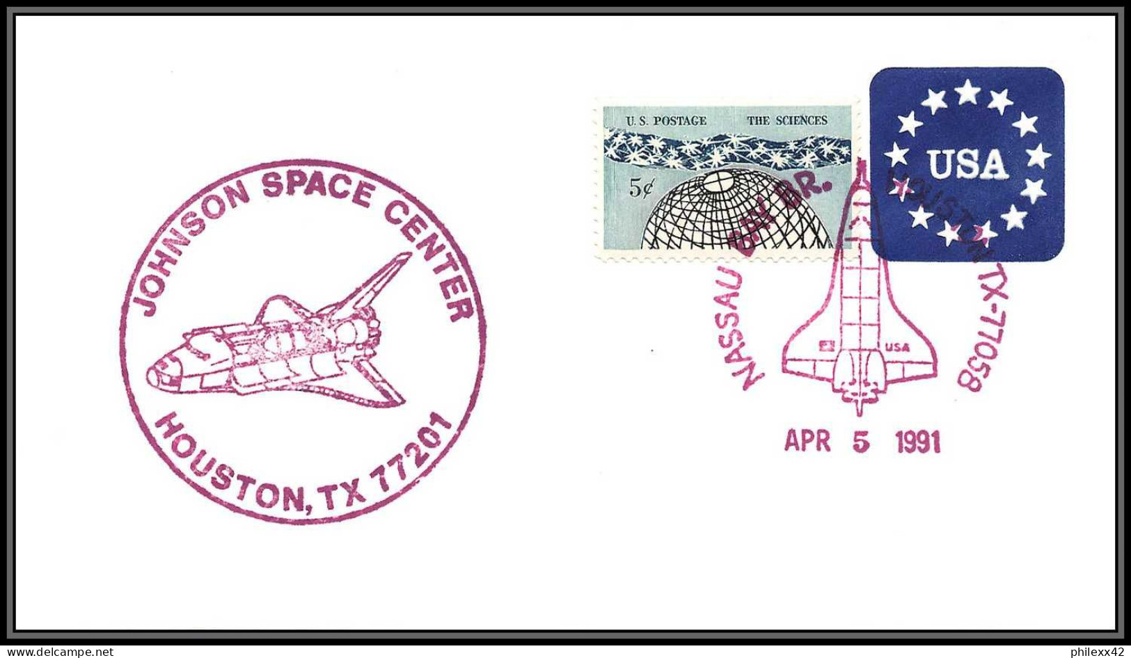 1855 Espace Space Raumfahrt Entier Postal Stamped Stationery Nassau USA Start STS 37 Atlantis Navette Shuttle - 5/4/1991 - Verenigde Staten