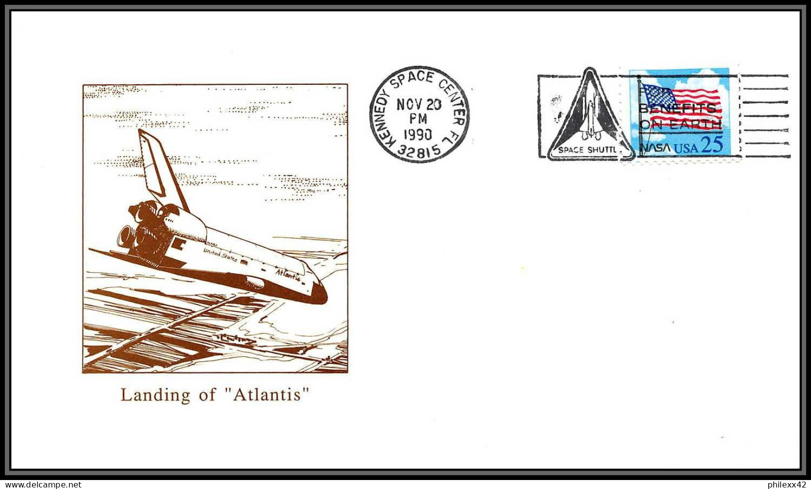 1850 Espace (space Raumfahrt) Lettre (cover Briefe) USA Landing STS 38 Atlantis Navette Shuttle - 23/11/1990 - Verenigde Staten