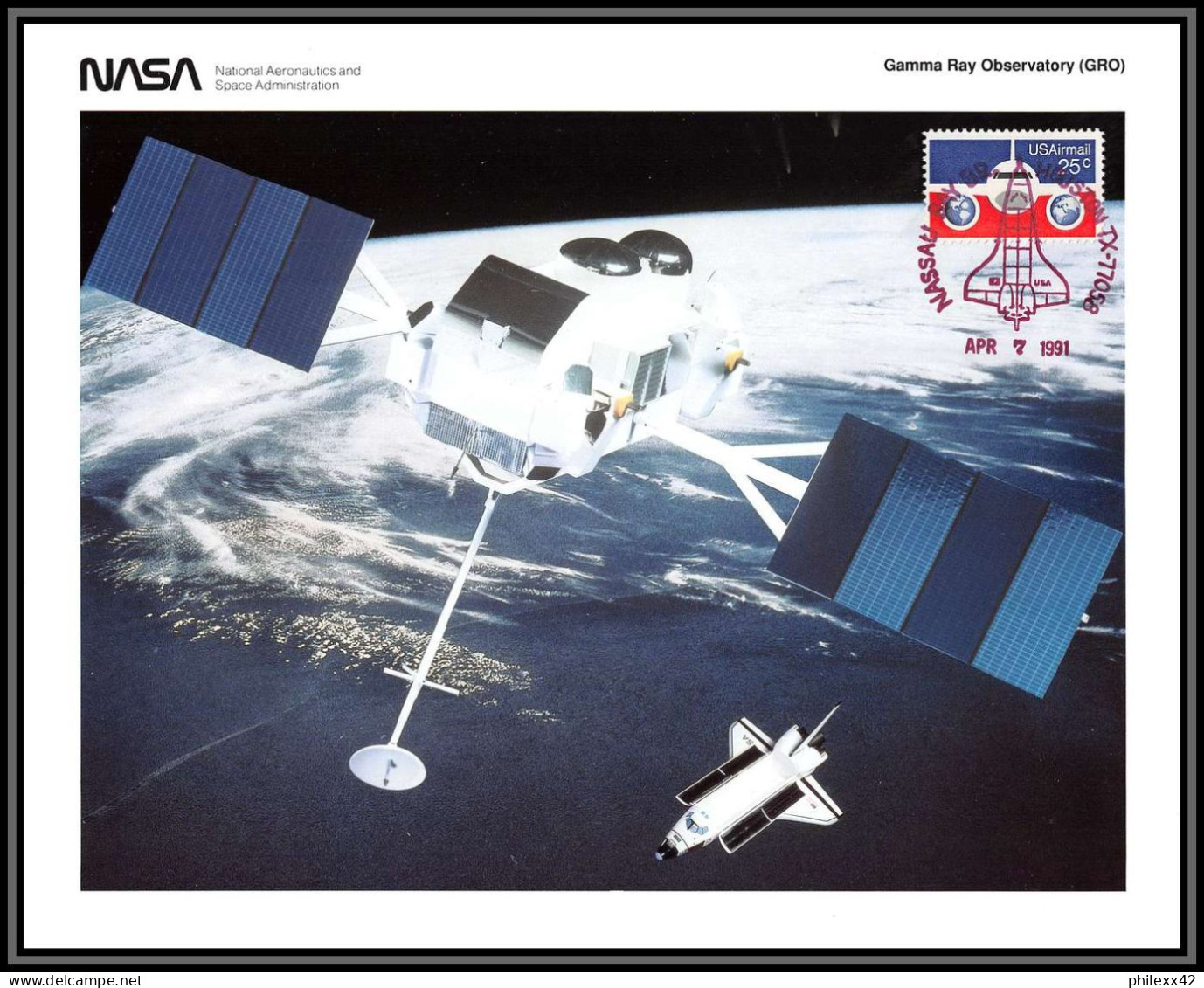 1861X Espace (space Raumfahrt) Photo Géante 20x26 Cm Usa 7/4/1991 Gamma Ray Observatory - United States