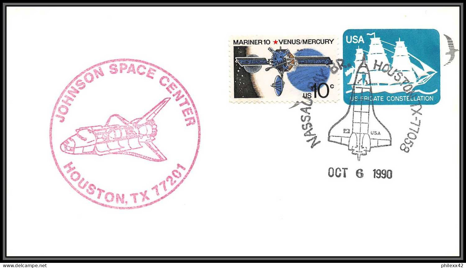 1842 Espace (space Raumfahrt) Entier Postal (Stamped Stationery) USA Start STS 41 Discovery Shuttle (navette) 6/10/1990 - Estados Unidos
