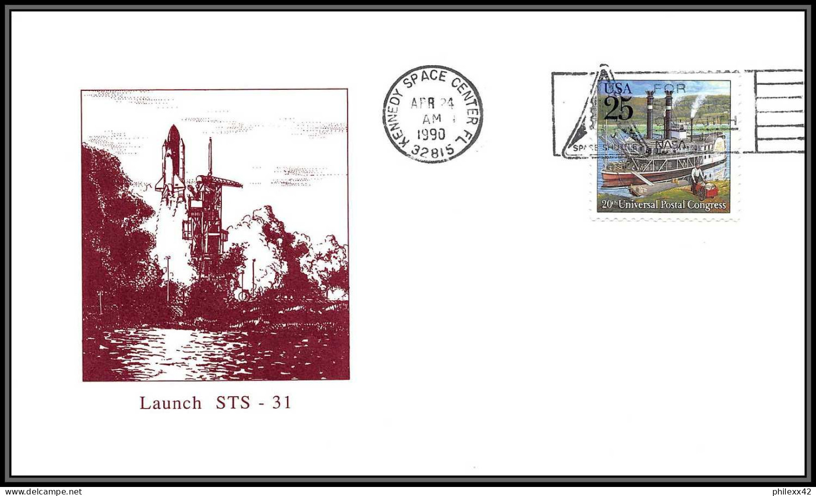 1835 Espace (space Raumfahrt) Lettre (cover Briefe) USA Start STS 31 Discovery Shuttle (navette) - 24/4/1990 - Etats-Unis