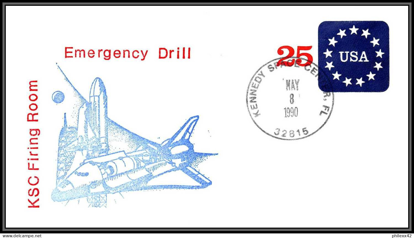 1840 Espace (space) Entier Postal (Stamped Stationery) USA Emergency Drill Ksc Discovery Shuttle (navette) - 8/5/1990 - Estados Unidos