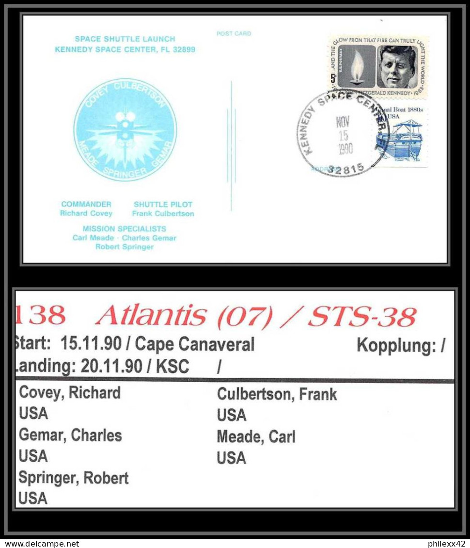 1849 Espace (space Raumfahrt) Lettre (cover Briefe) USA Start STS 38 Atlantis Navette Shuttle - 15/11/1990 - Stati Uniti