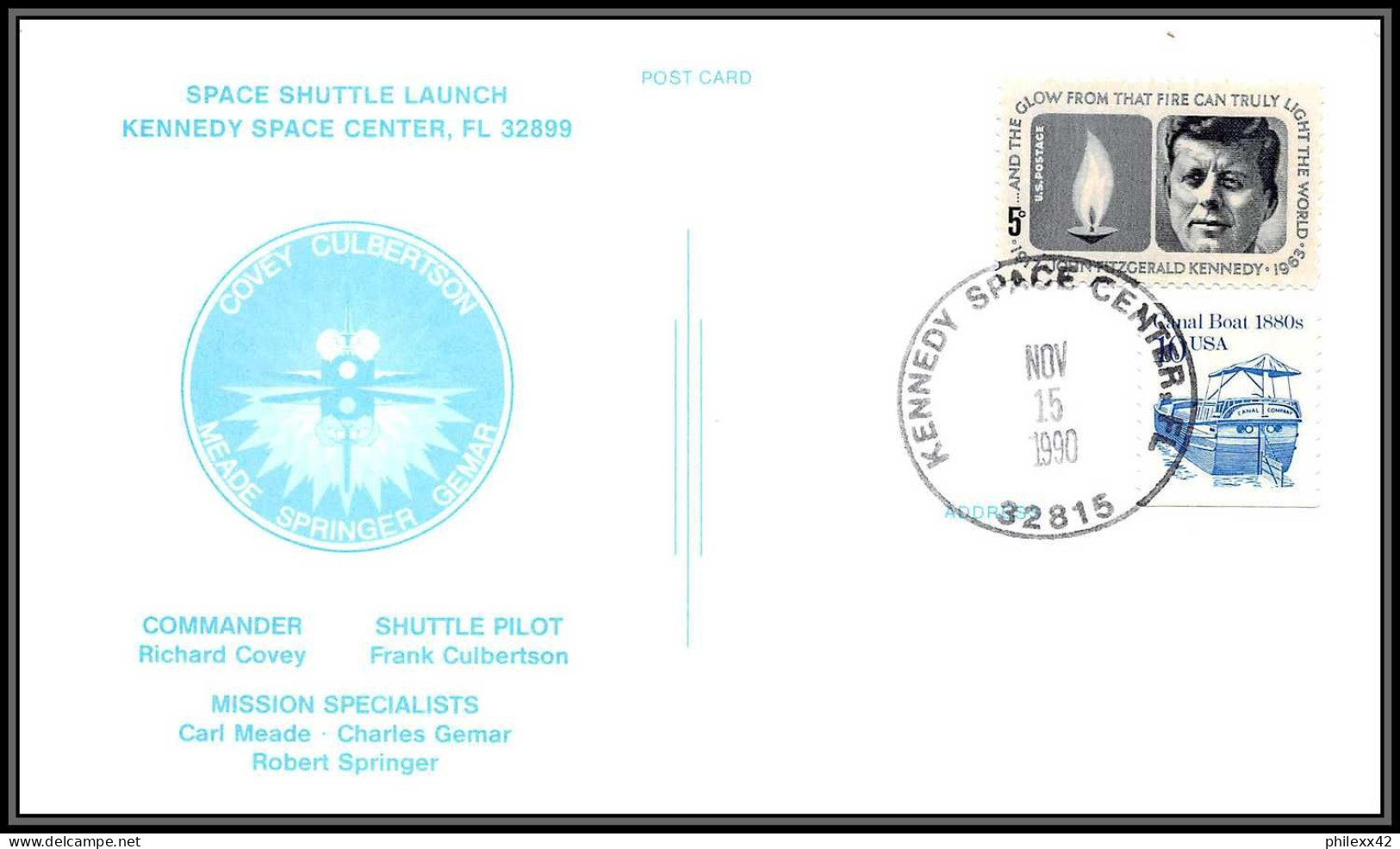 1849 Espace (space Raumfahrt) Lettre (cover Briefe) USA Start STS 38 Atlantis Navette Shuttle - 15/11/1990 - Etats-Unis