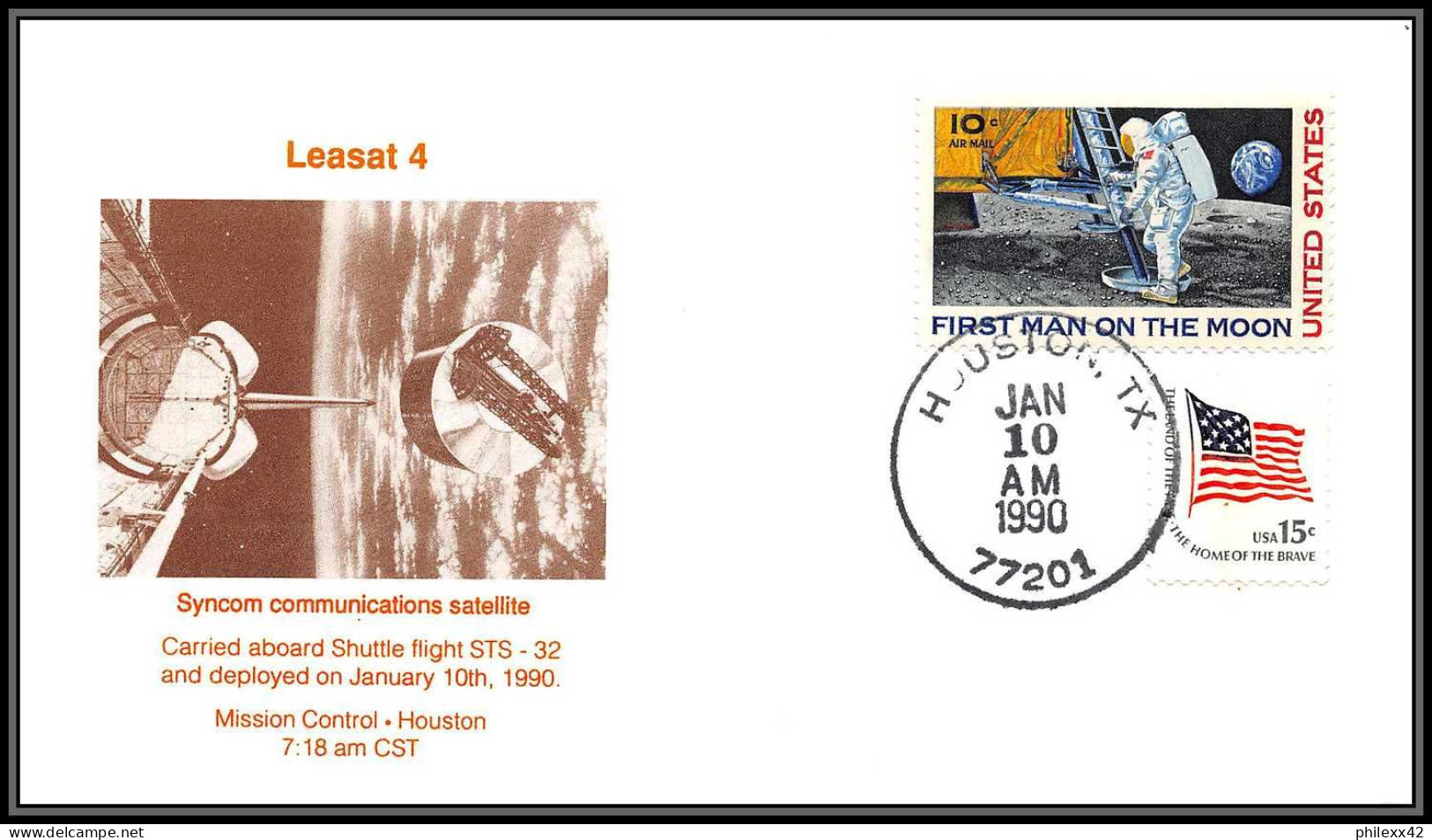 1830 Espace (space Raumfahrt) Lettre (cover Briefe) USA STS 32 Leasat 4 Syncom Columbia Navette Shuttle - 10/1/1990 - Estados Unidos