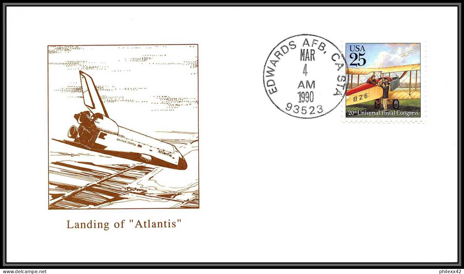 1833 Espace (space Raumfahrt) Lettre (cover Briefe) USA Landing STS 36 Atlantis Navette Shuttle - 4/3/1990 - Estados Unidos