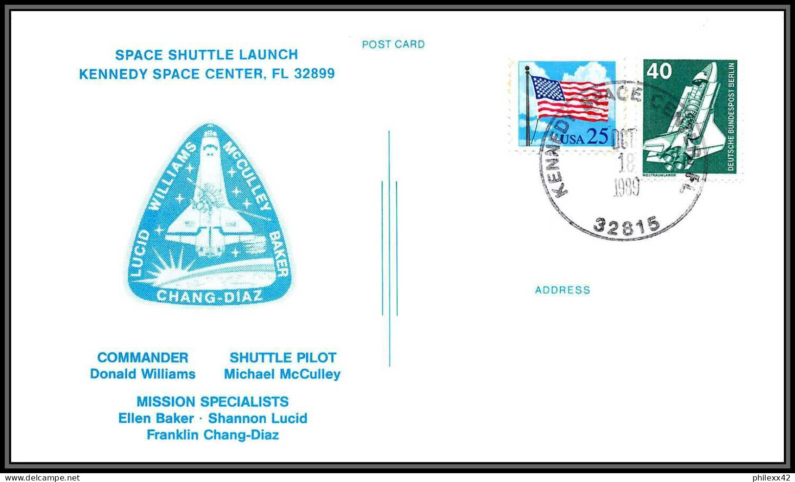 1815 Espace (space) Lettre (cover) USA STS 34 Atlantis Navette Shuttle Start 18/10/1989 Allemagne (germany Bund) - United States