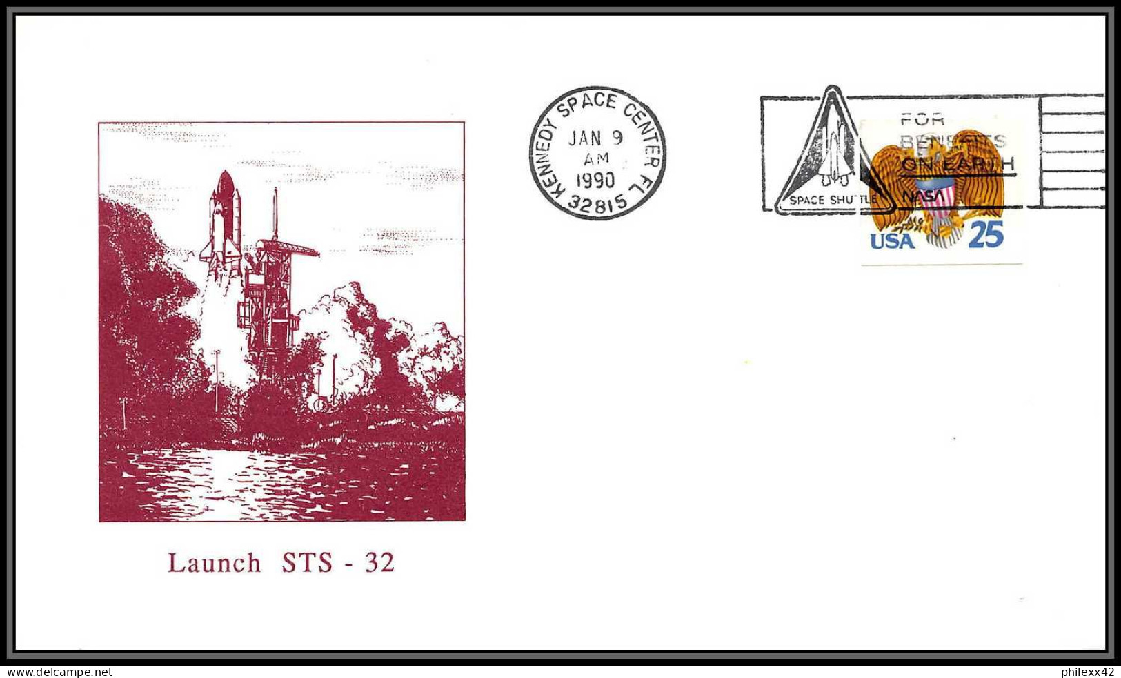 1828 Espace (space Raumfahrt) Lettre (cover Briefe) USA Start STS 32 Columbia Navette Shuttle - 9/1/1990 - USA