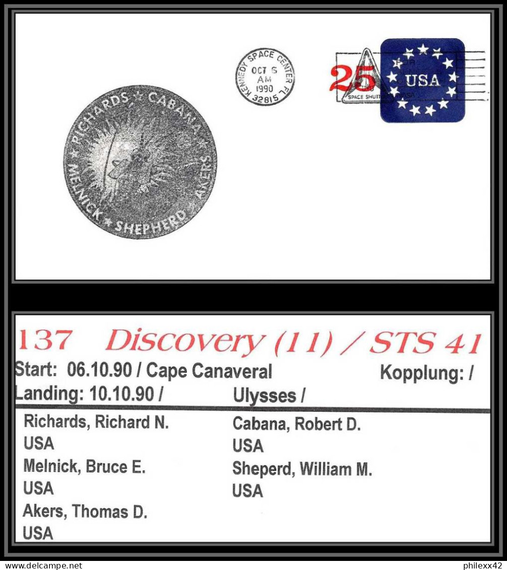 1841a Espace (space Raumfahrt) Entier Postal (Stamped Stationery) Start USA STS 41 Discovery Shuttle (navette) 6/10/1990 - United States
