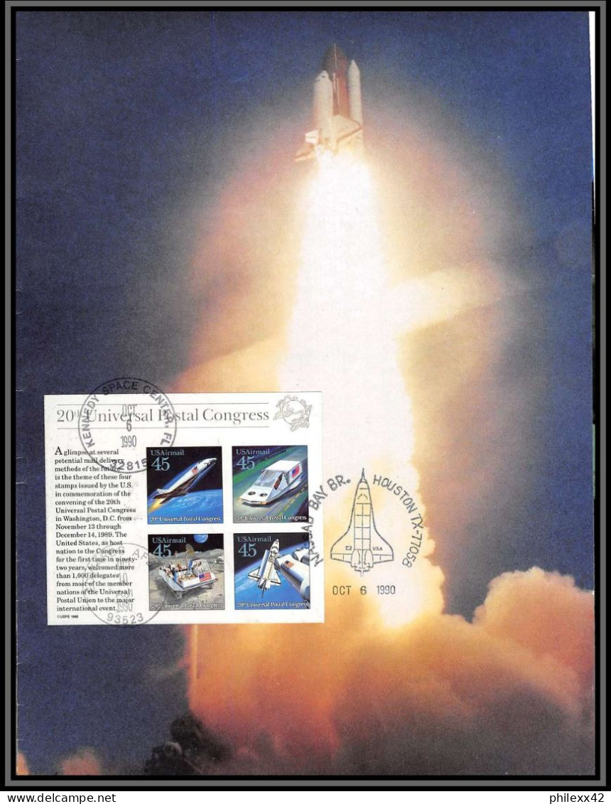 1845X Espace (space Raumfahrt) Giant Photo 21/27 Cm Document Usa 6/10/1990 Nasa Universal Postal Congress - Stati Uniti