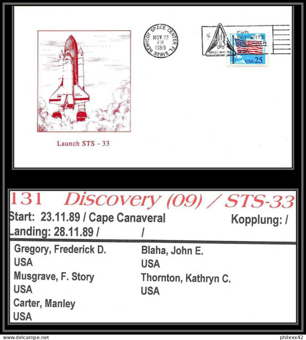 1826 Espace (space Raumfahrt) Lettre (cover Briefe) USA STS 33 Discovery Shuttle (navette) - 22/11/1989 - Stati Uniti