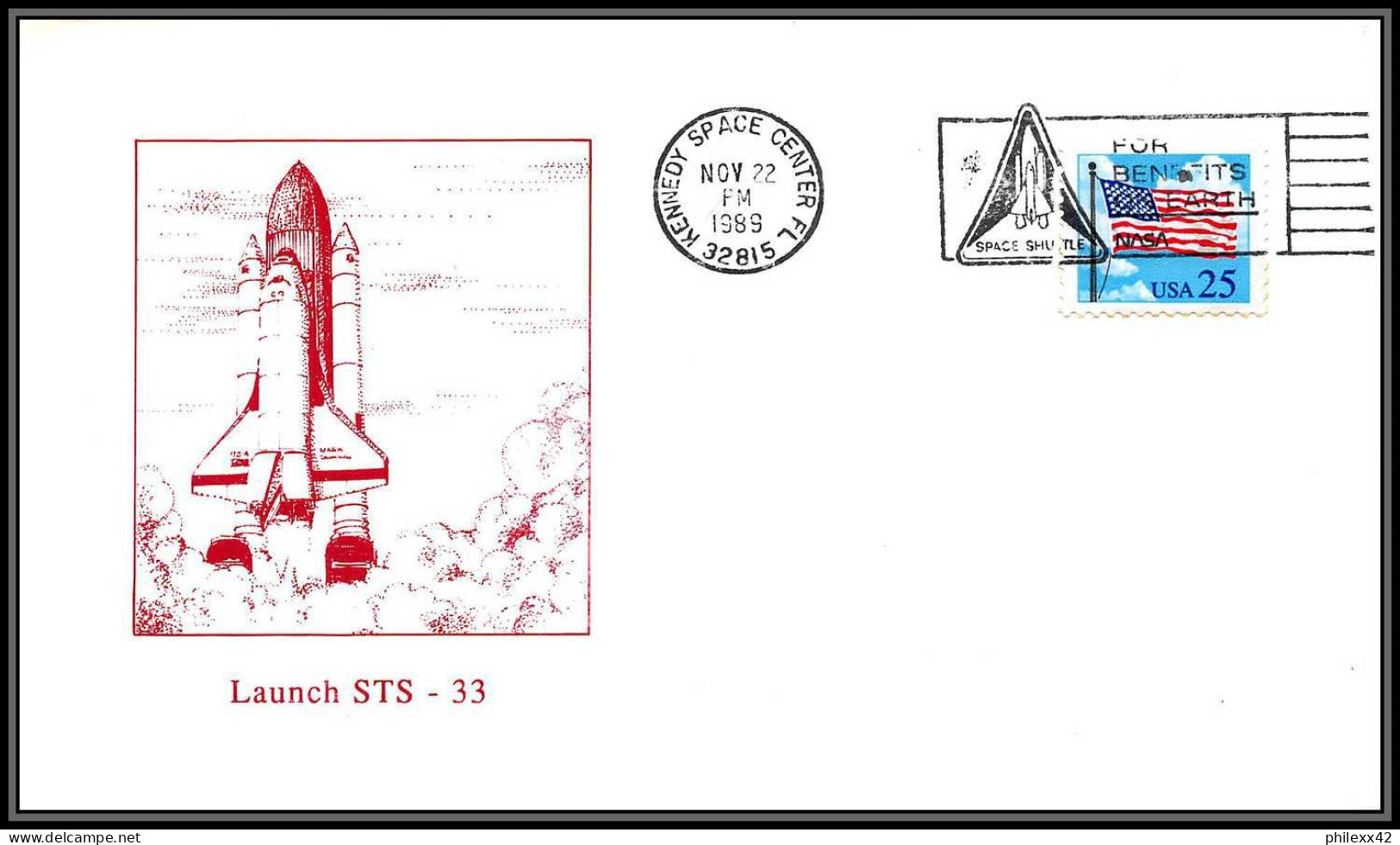 1826 Espace (space Raumfahrt) Lettre (cover Briefe) USA STS 33 Discovery Shuttle (navette) - 22/11/1989 - Etats-Unis