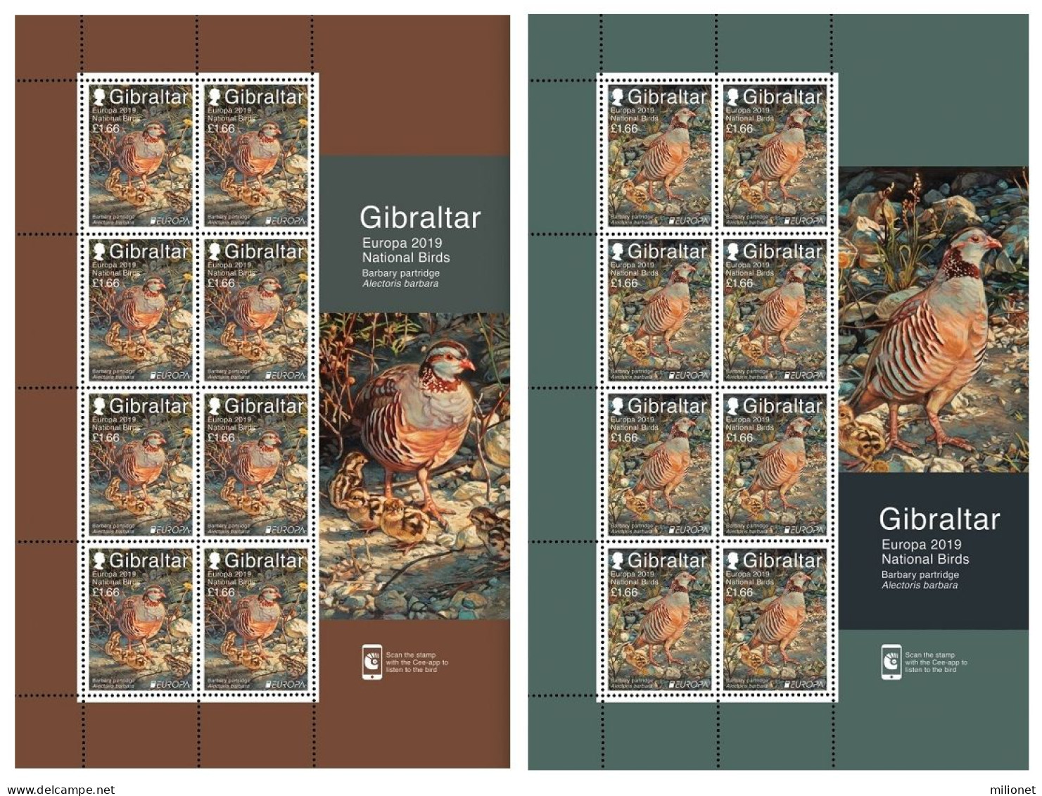 SALE!!! GIBRALTAR 2019 EUROPA NATIONAL BIRDS 2 Sheetlets Of 8 Stamps MNH ** - 2019