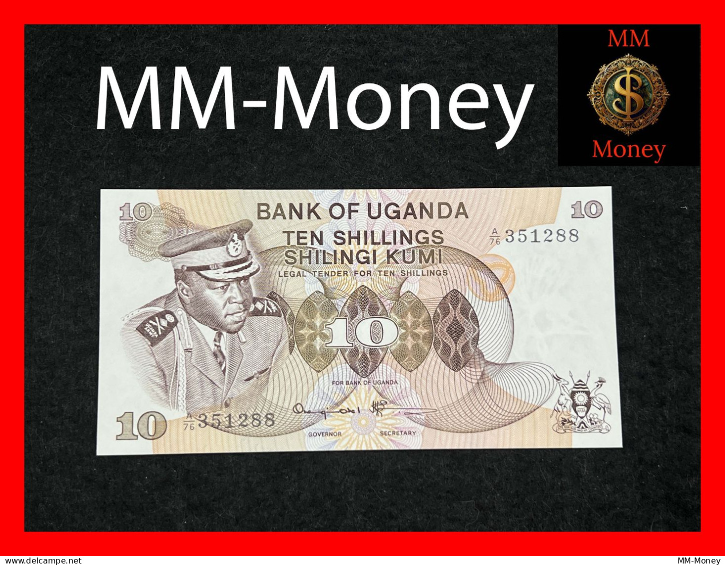 UGANDA  10 Shillings  1973  P. 6   **Idi Amin**    "scarce"   UNC - Uganda
