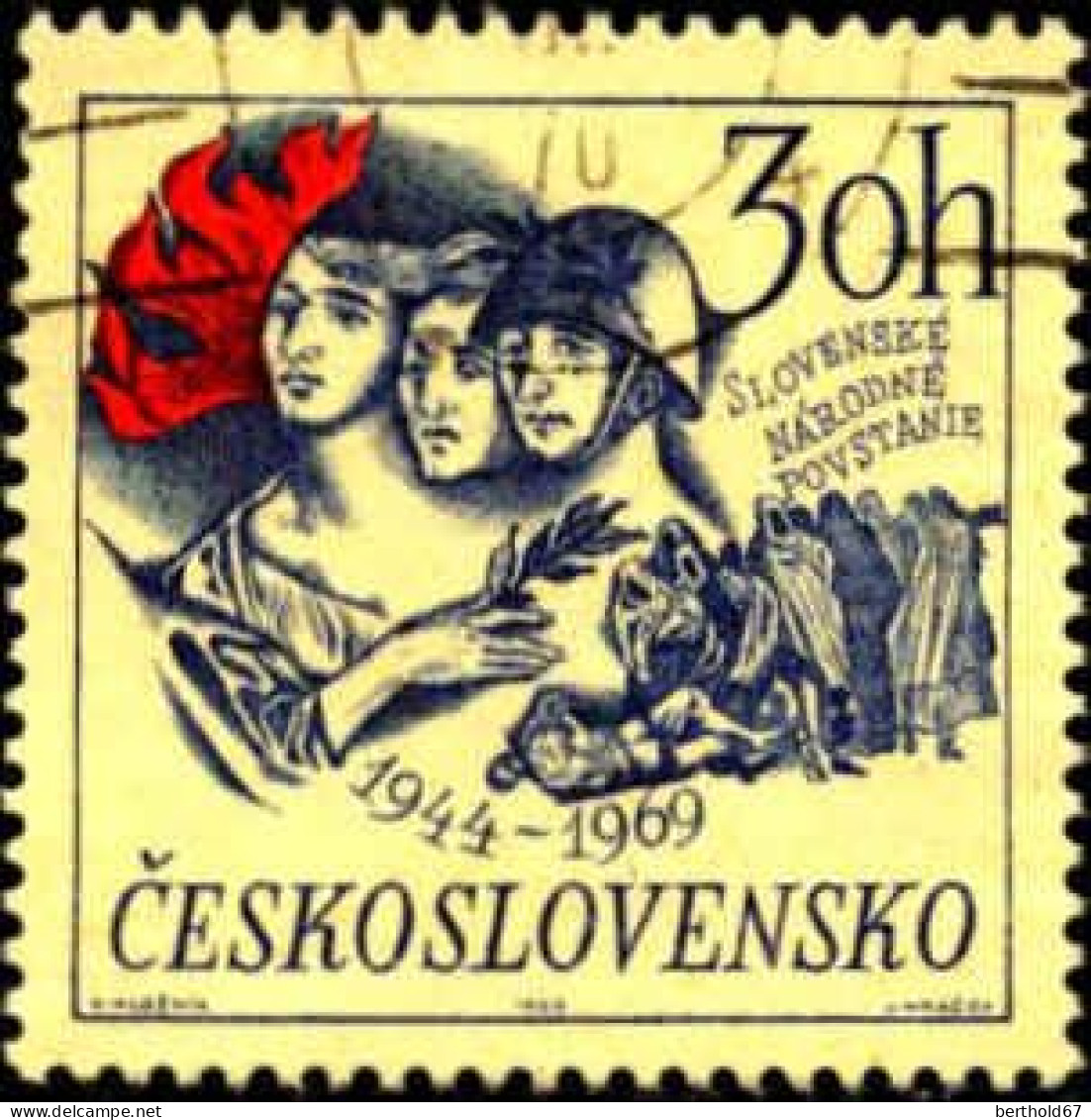 Tchekoslovaquie Poste Obl Yv:1736 Mi:1891 25th Anniversary Of Slovakian National Uprising (Beau Cachet Rond) - Gebruikt