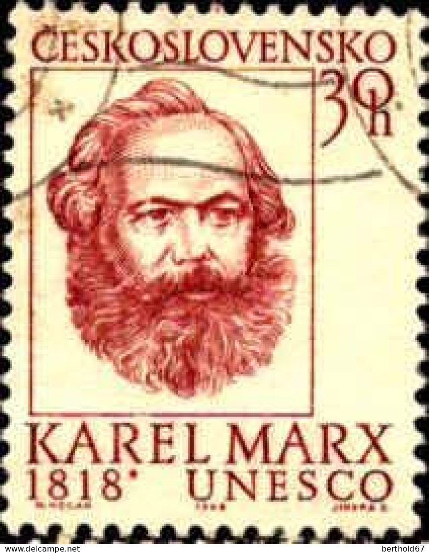 Tchekoslovaquie Poste Obl Yv:1627 Mi:1777 Karl Marx (Beau Cachet Rond) - Gebruikt