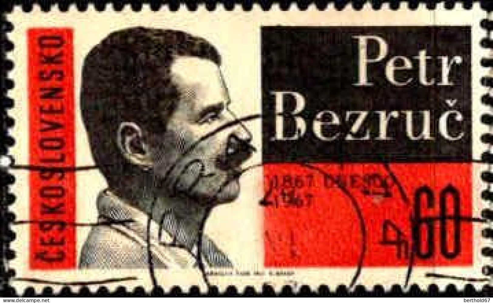 Tchekoslovaquie Poste Obl Yv:1577 Mi:1717 Petr Bezruc Ecrivain (TB Cachet Rond) - Used Stamps