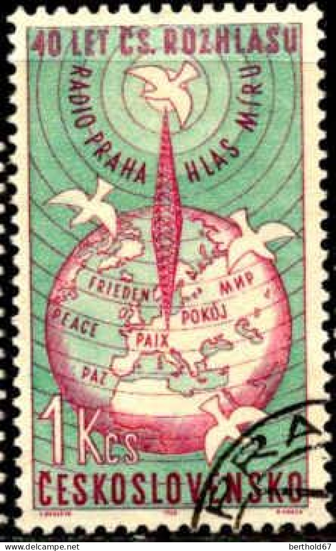 Tchekoslovaquie Poste Obl Yv:1279/1280 40.Anniversaire De Radio Prague (TB Cachet Rond) - Used Stamps