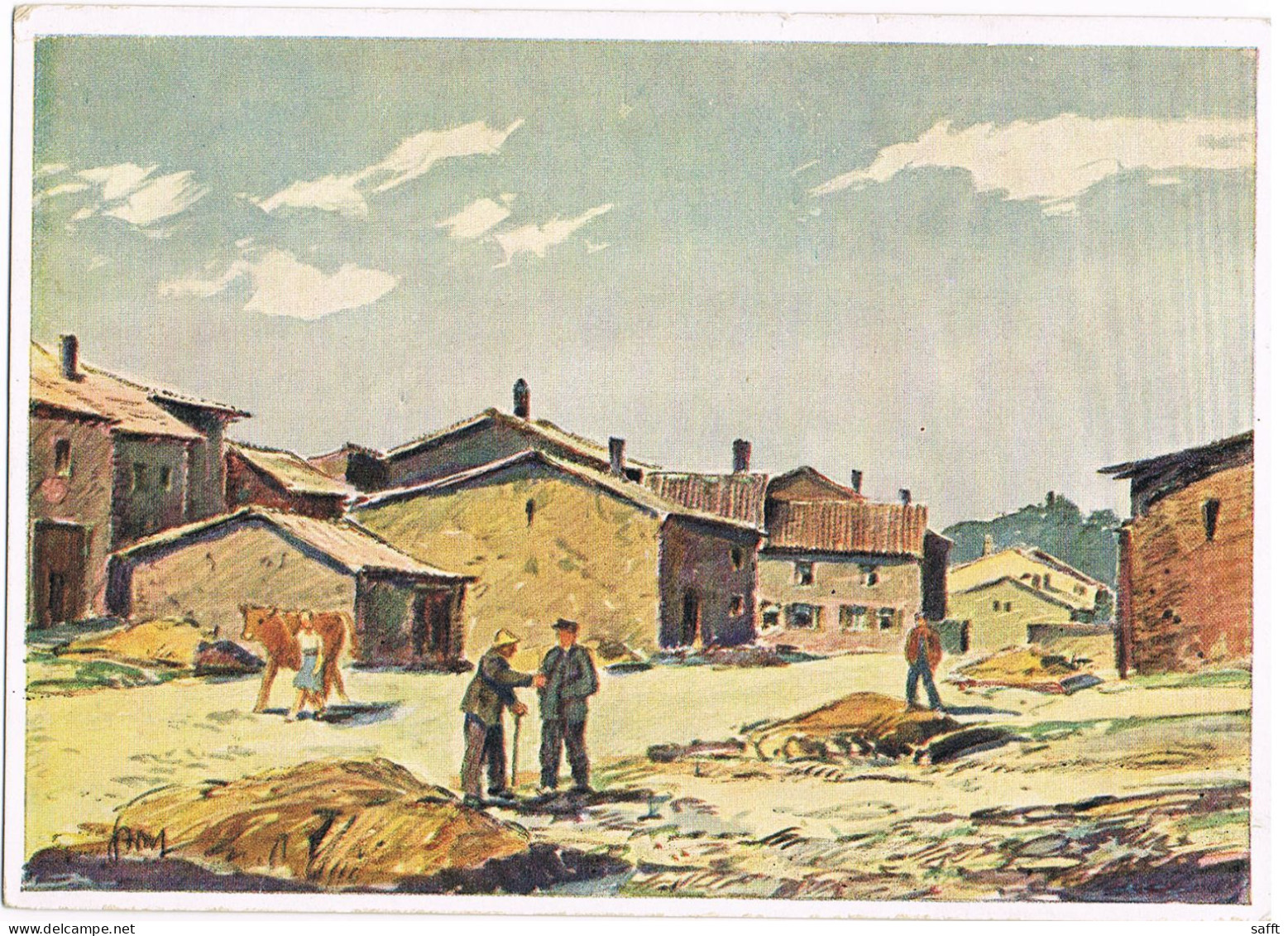 Kunst-AK Ittersdorf Im Vorgelände Des Westwalls, Nach Aquarell Von Karl Graf Um 1940 - Kreis Saarlouis