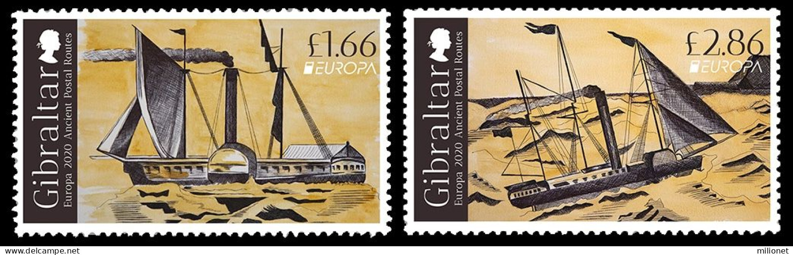 SALE!!! GIBRALTAR 2020 EUROPA Ancient Postal Routes 2 Stamps Set MNH ** - 2020