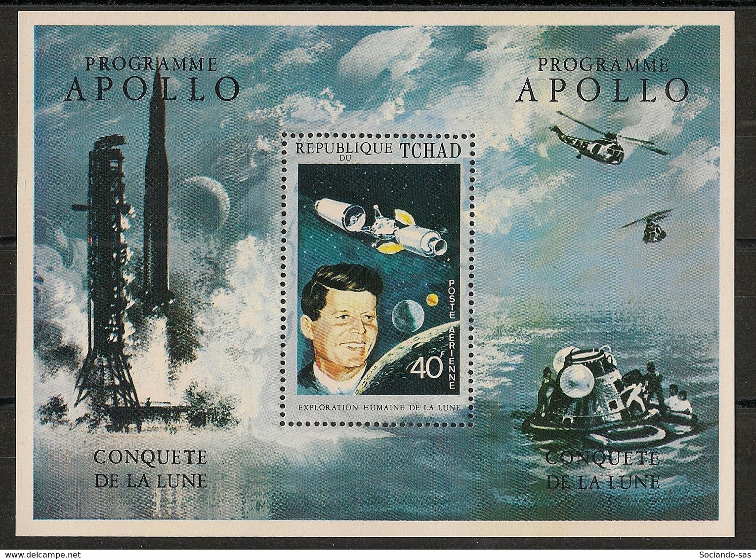 TCHAD - 1971 - Bloc Feuillet BF  N°Mi. 14 - Apollo / Kennedy - Neuf Luxe ** / MNH / Postfrisch - Kennedy (John F.)