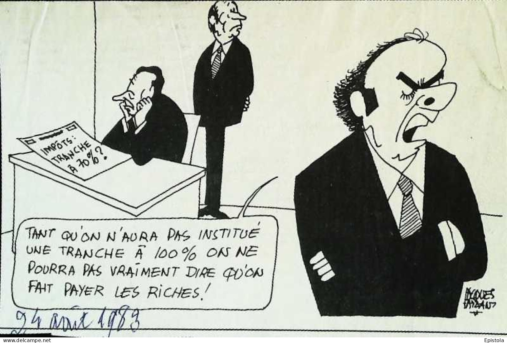 ► Coupure De Presse  Quotidien Le Figaro Jacques Faisant 1983   Impots Tranche à 70 % Faire Payer Les Riches - 1950 - Today