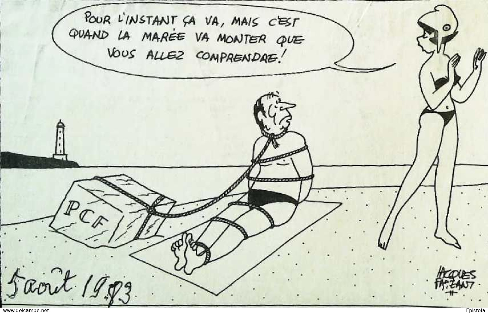 ► Coupure De Presse  Quotidien Le Figaro Jacques Faisant 1983  PCF   Mitterrand Corde Au Cou Marée Haute - Desde 1950