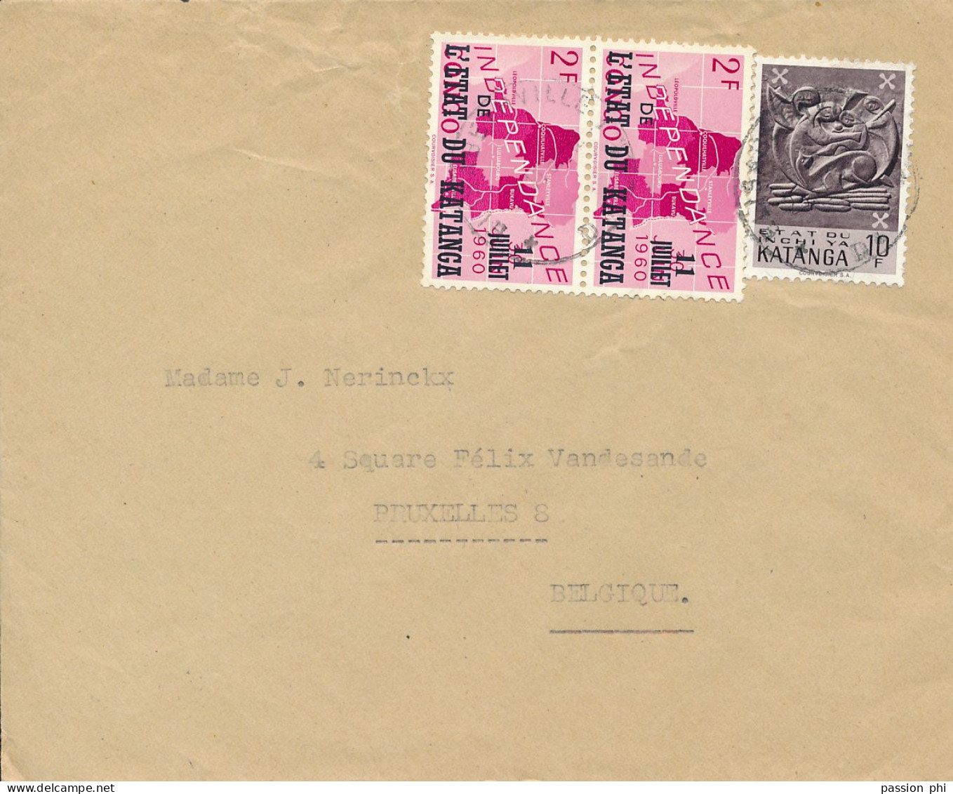 KATANGA COVER E/VILLE D1 29.11.62 TO BRUSSELS - Katanga