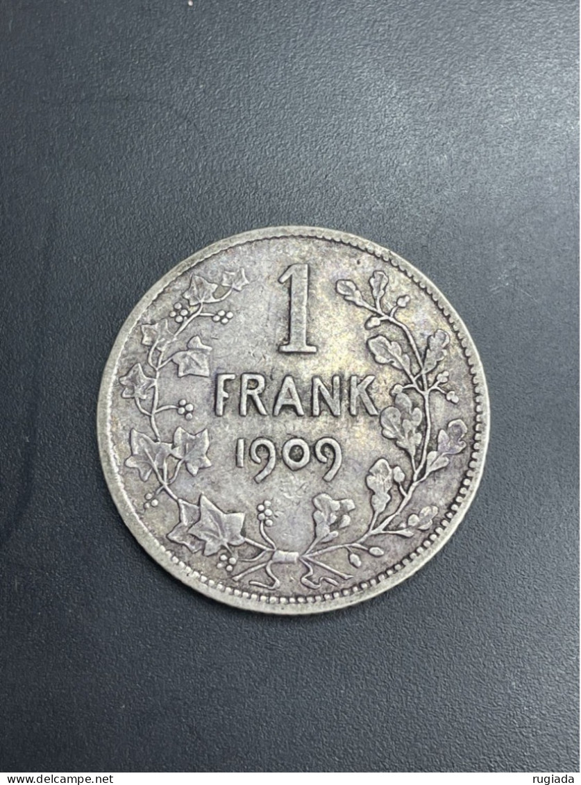 1909 Belgium 'Der Belgen' 1 Frank (Franc), Silver 0.835, VG Very Good - 1 Franc