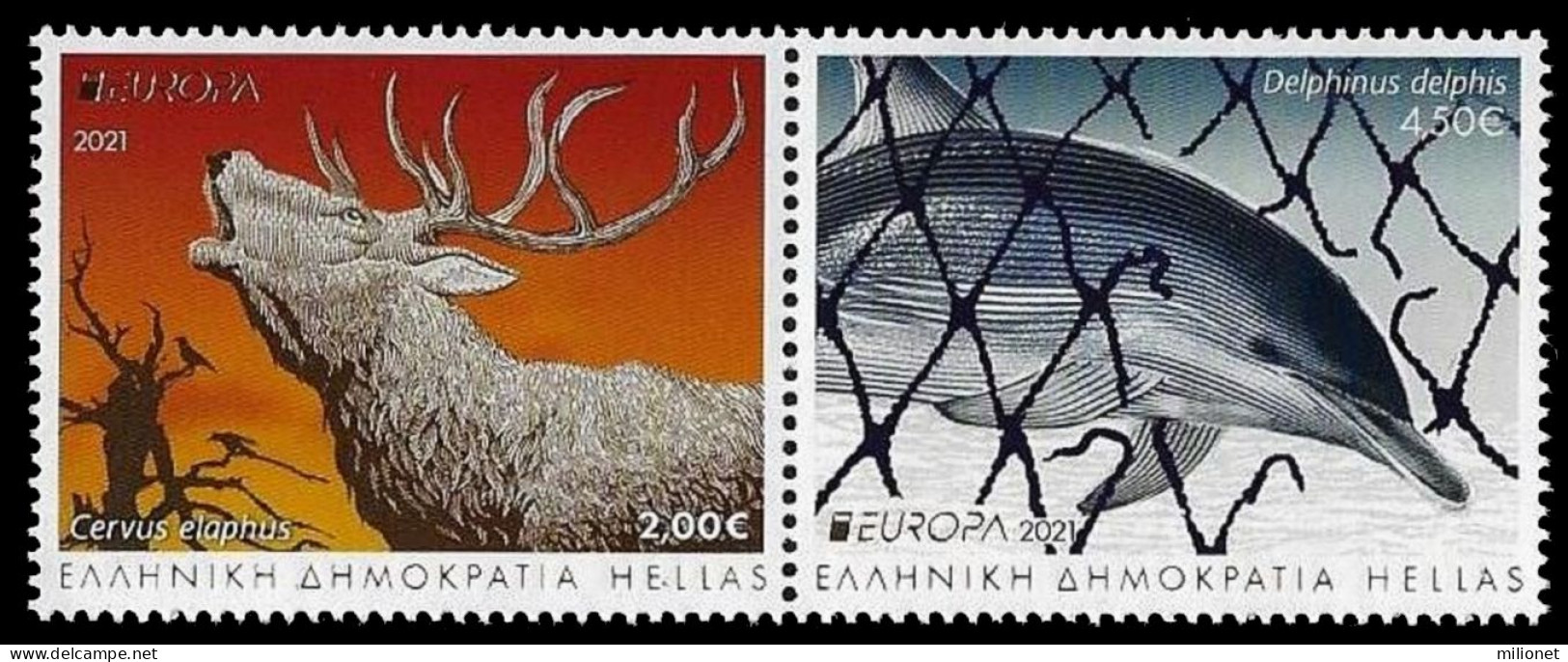 SALE!!! GRECIA GREECE GRÉCE GRIECHENLAND 2020 EUROPA CEPT Endangered National Wildlife 2 Stamps Se-tenant From Sheets ** - 2021