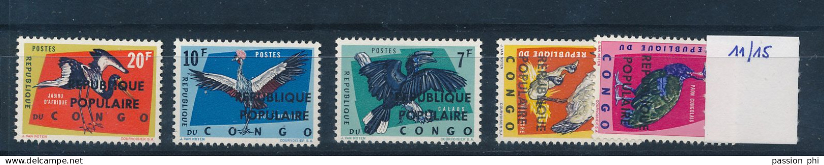 KATANGA CONGO KINSHASA LOCAL OVERPRINT OF STANLEYVILLE BIRDS COB 11/15 MNH POSTFRIS SANS CHARNIERE - Katanga