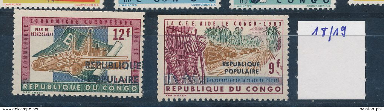 KATANGA CONGO KINSHASA LOCAL OVERPRINT OF STANLEYVILLE BIRDS COB 18/19 MNH POSTFRIS SANS CHARNIERE - Katanga